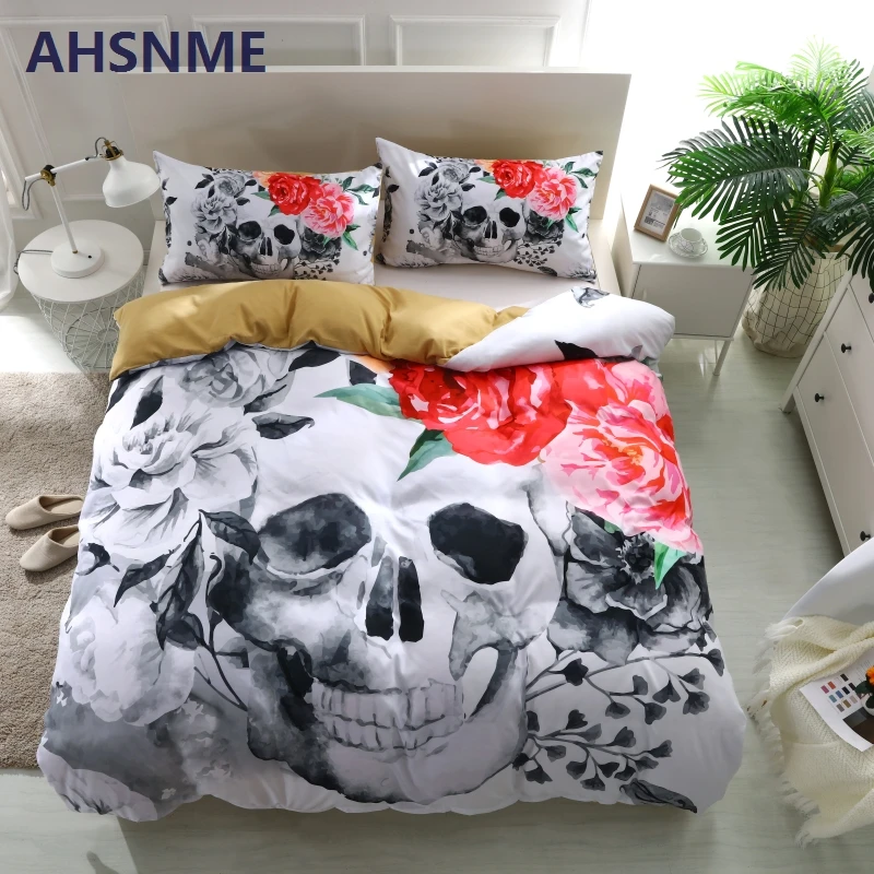 Buy AHSNME Skull Bedding Set Elegant Floral Duvet