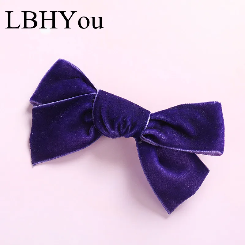 1pcs Knot Bows Girls Hairpins,Cute Solid Flock Ribbon Knot Bow Hair Clips,Princess Girls Hair Accessories Drop Ship