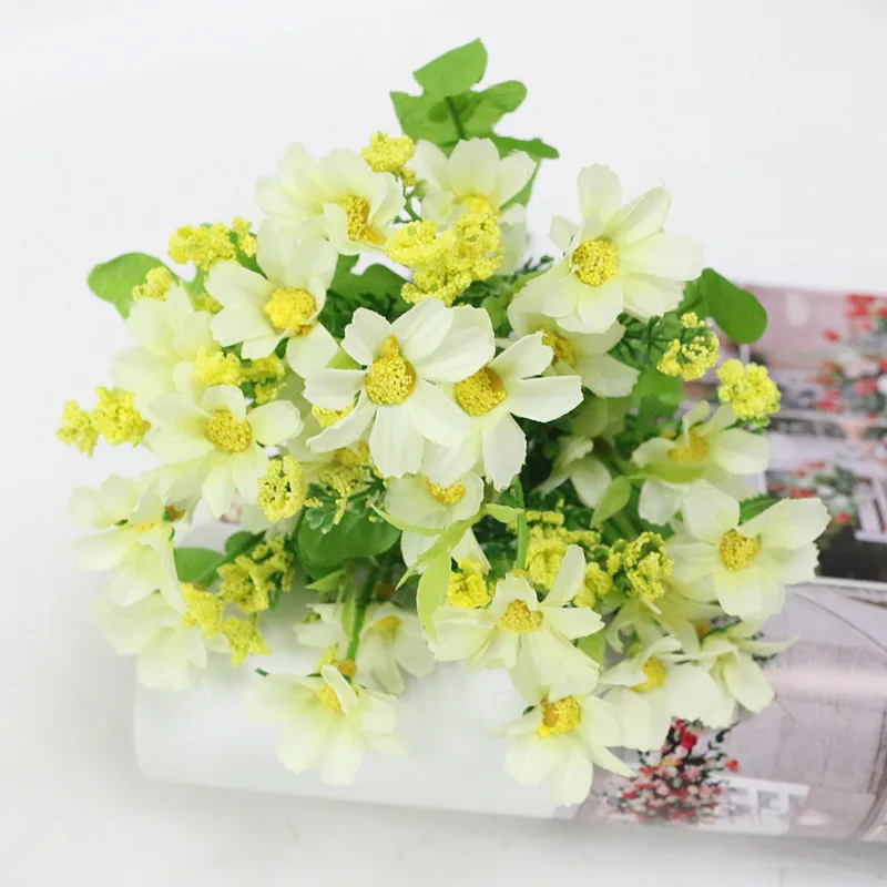 Flone Mini Artificial Daisy Silk Flower Simulation Persian Chrysanthemum Flowers Bouquet Wedding Home Office Party Decor Floral (23)
