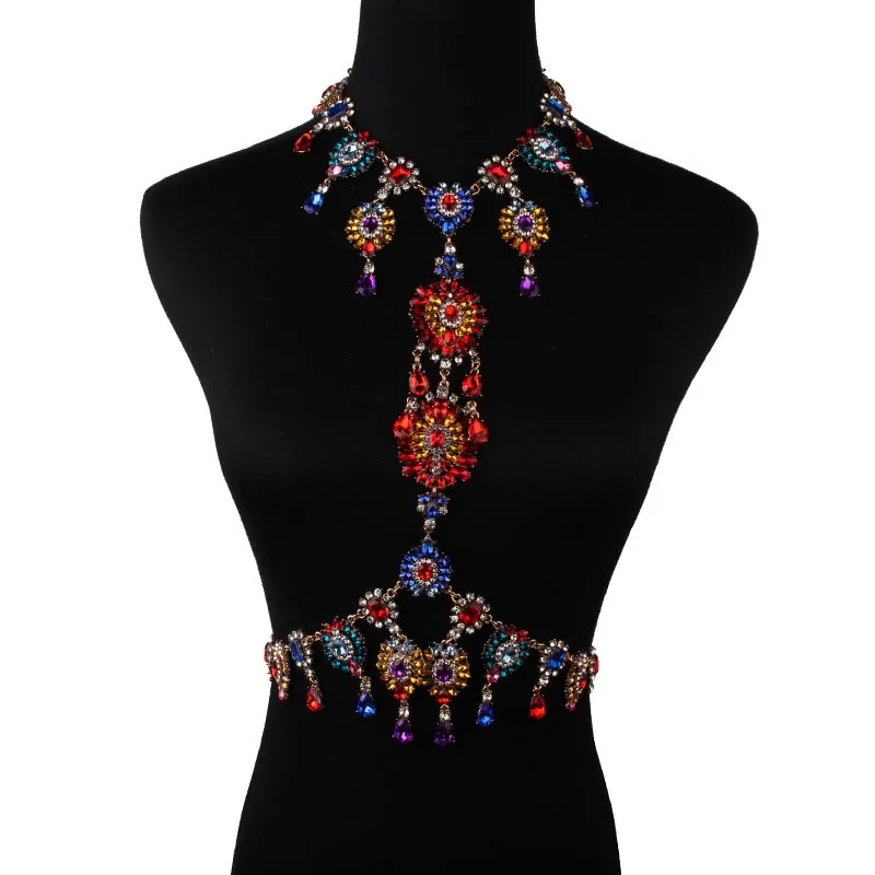 MYDANER, Женская винтажная металлическая цепочка, бодичейн, ювелирное изделие, гипербола, роскошные хрустальные стразы, массивное ожерелье, ювелирное изделие