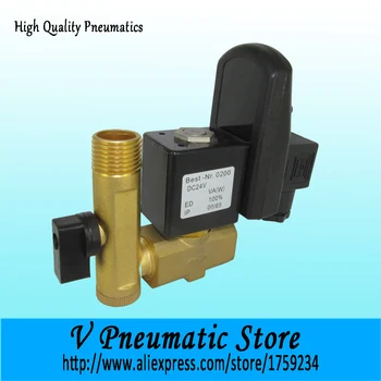 

1/2 inch direct acting normally closed brass material air compressor auto drain valve with timer