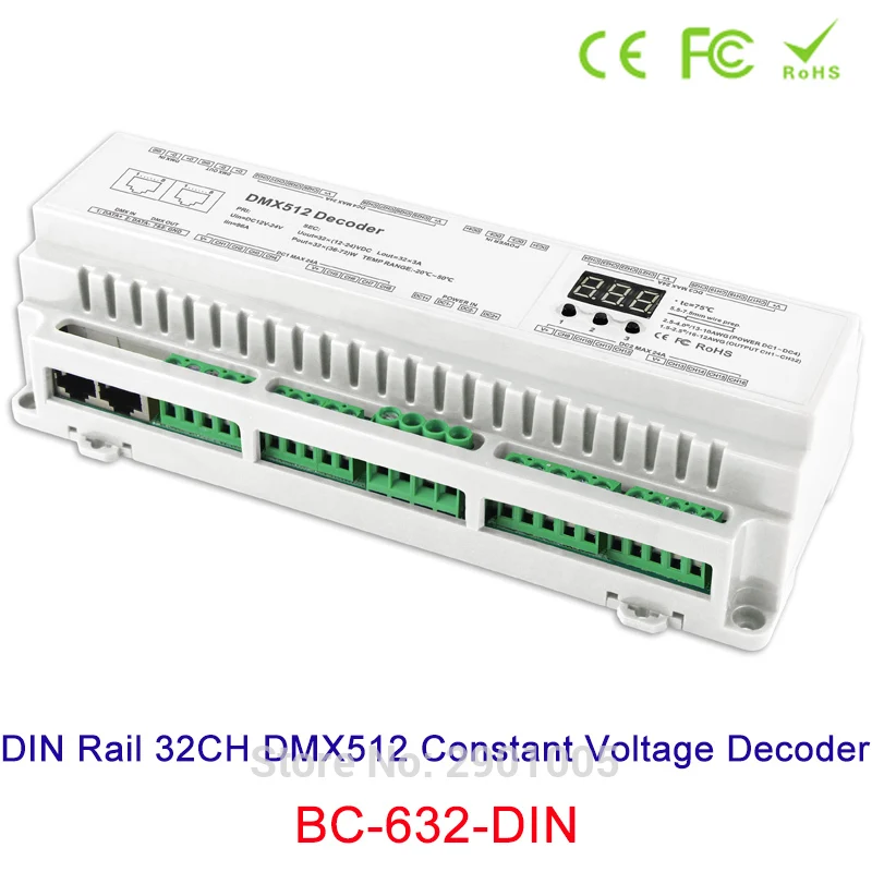 Новое поступление din-рейку DMX512 постоянное напряжение PWM Декодер 24CH 32CH 40CH 3 цифровой дисплей показывает крупномасштабные проекты контроллер