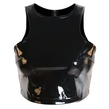 Новая матовая PU Черные кожаные крест Для женщин Бюстье Бюстгальтер молния ночной клуб вечерние обрезанный Топ Плюс Размеры