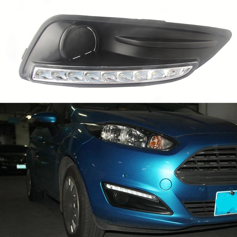 Car Flashing 2Pcs For Ford Fiesta 2013 2014 2015 2016 LED DRL Daytime Running Lights LED