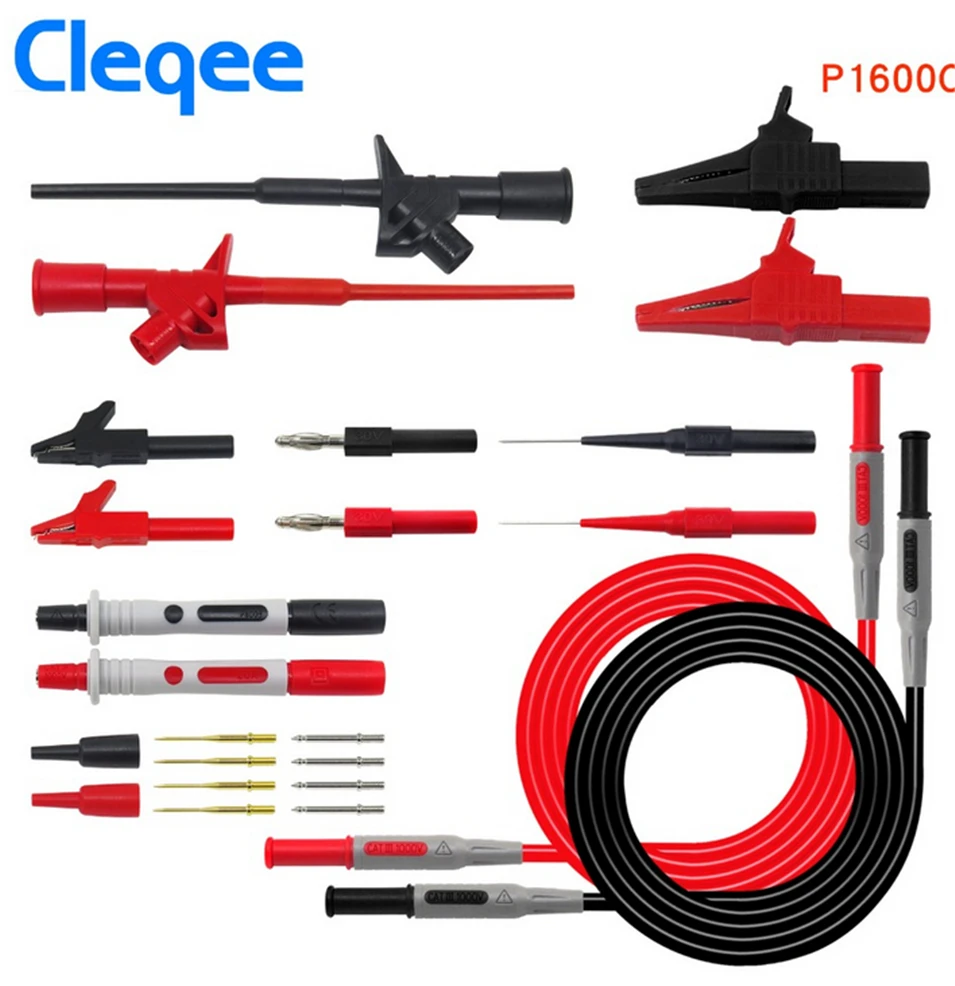 Cleqee P1600C/D/E/F 18 в 1 сменный мультиметр-зонд, набор тестовых проводов, автомобильный зонд, набор IC тестовых крючков Fluke BNC-Тестовый Кабель - Цвет: 1600C