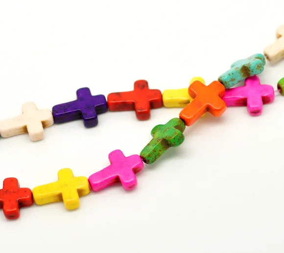 

Free Shipping 5strands(5x24pcs) Mixed White Howlite Stone Cross Loose Stone Beads 16x12mm Wholesales