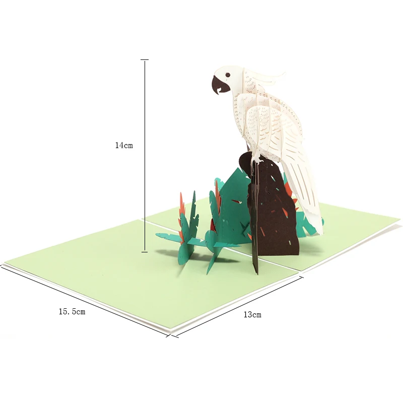 PAPER SPIRITZ Parrot 3D laser cut kraft paper pop up card with blank envelope greeting cards