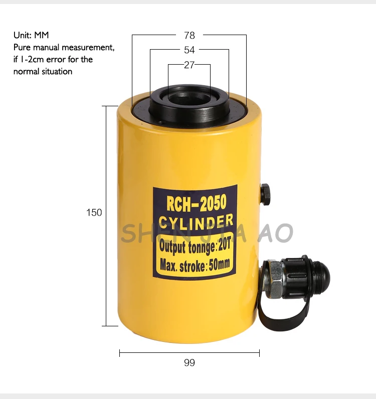 Полый гидравлический домкрат RCH-2050 МНОГОЦЕЛЕВОЙ ГИДРАВЛИЧЕСКИЙ подъема и обслуживания инструменты 20 т гидравлического домкрата