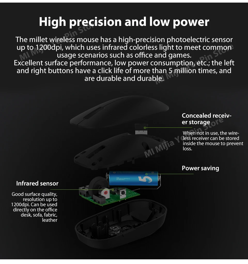 Original Xiaomi Wireless Mouse 1200dpi 2.4Ghz Optical Mouse Mini Portable Mouse For Macbook Mi Notebook Laptop Computer Mouse (6)