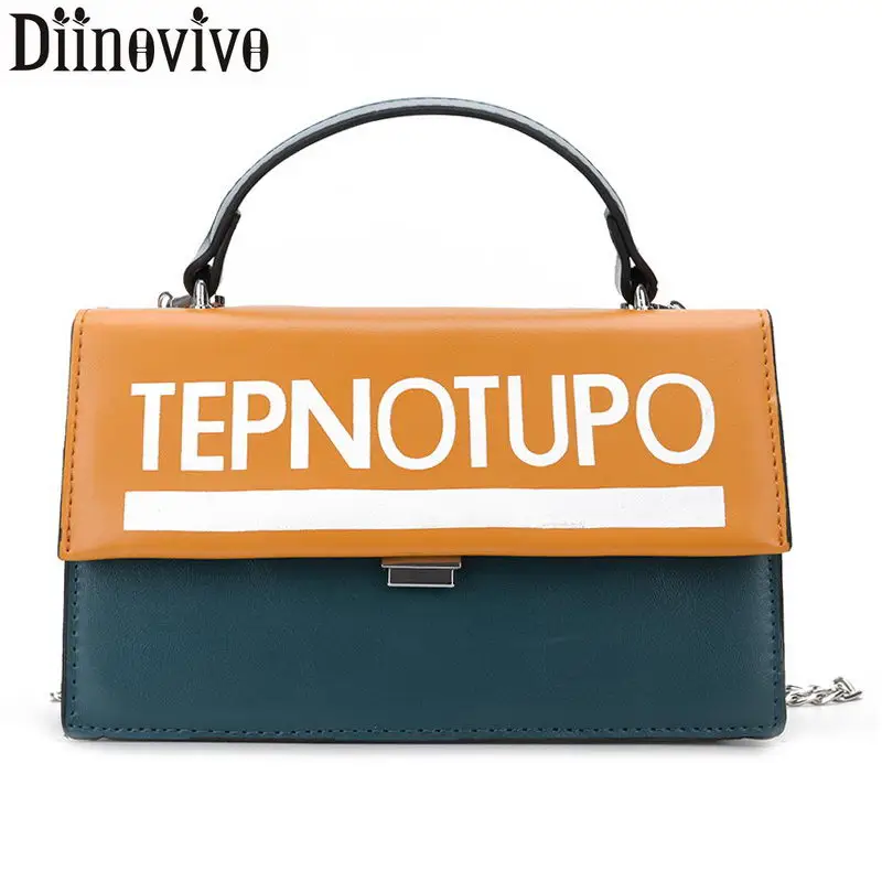 

DIINOVIVO Patchwork Ladies Handbags Fashion Letter Women Bag Over Shoulder Bag Designer Female New Casual Crossbody Bag WHDV1002