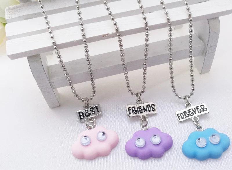 New Airrive親友bffペンダントビーズチェーンネックレスクラウドキッズジュエリーリードネックレス子供のための送料3ピース卸売 Chain Necklace Necklace Bestnecklace Wholesale Aliexpress