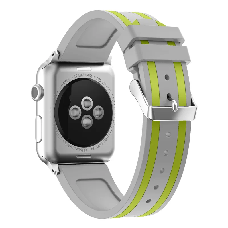 Gray green Для Apple Watch ремешок 40 мм 44 мм 38 мм 42 мм силиконовый сменный спортивный ремешок для часов резиновый браслет ремешок для iWatch 4/1/2/3 - Цвет ремешка: Gray green