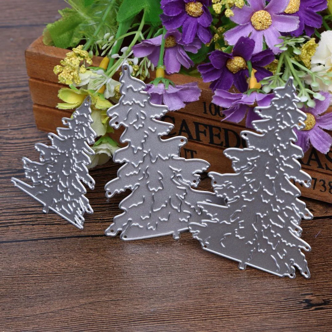 JX-LCLYL 3pcs/set New Christmas Tree Stencil DIY Cutting Dies Scrapbooking Album Punching Template