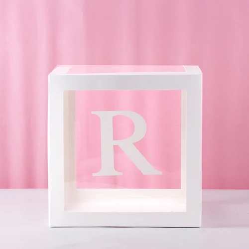Прозрачная упаковочная коробка с алфавитом FENGRISE, декоративный воздушный шар для вечеринки в честь Дня Рождения, детский балон - Цвет: Transparent Box R