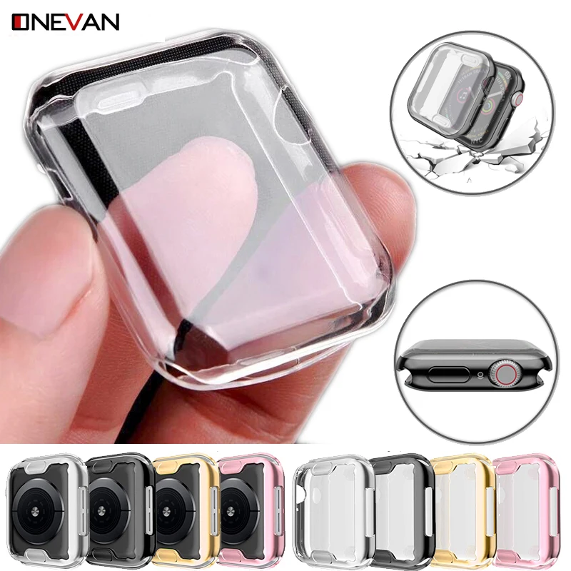 Прозрачный чехол для Apple Watch Series 6 SE 5 4 3 2 360 полностью мягкий прозрачный защитный