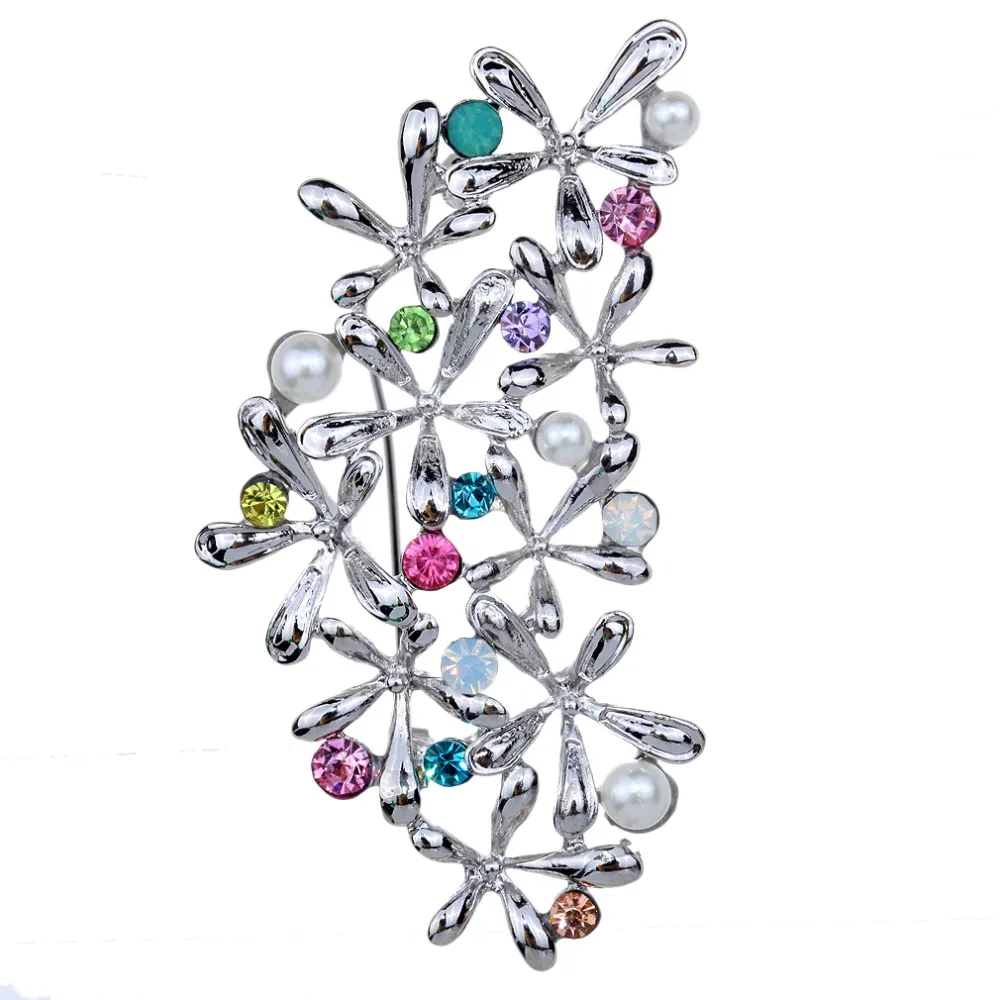 Flower Dripping Silver Pearl Color Pins Brooches for Women Brooch Pins