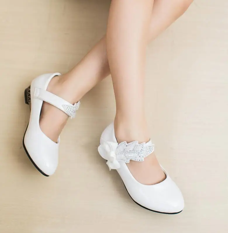 

2018 spring Children Party Leather Shoes Girls PU flat rhinestone rincess sho Kids Shoes For Girls Single Shoes Dance Dress shoe