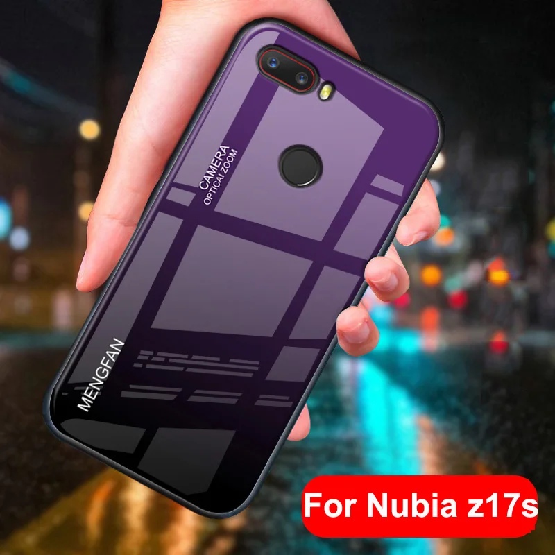 

Coque For Nubia z17s case Gradient tempered glass + soft edge cover For Nubia z17 s dream glass cases nubiaz17s nx595j shell