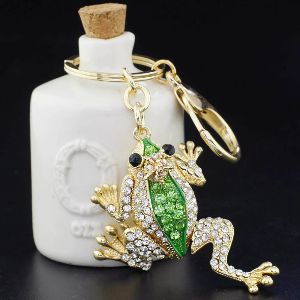 Unique Crown Frog Keyring Keychain Fashion Metal HandBag Pendant Purse