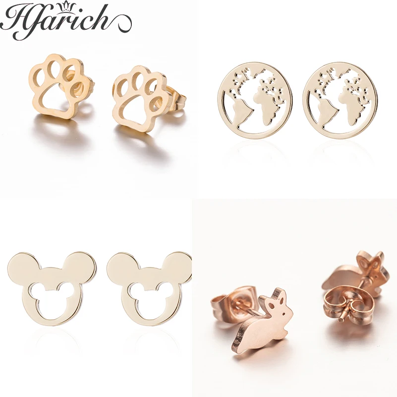 

Hfarich Beauty Hollow Clam Stud Earrings For Women Gold Silver Pet Dog Footprint Earrings Cute Animal Jewelry For Girls Bijoux