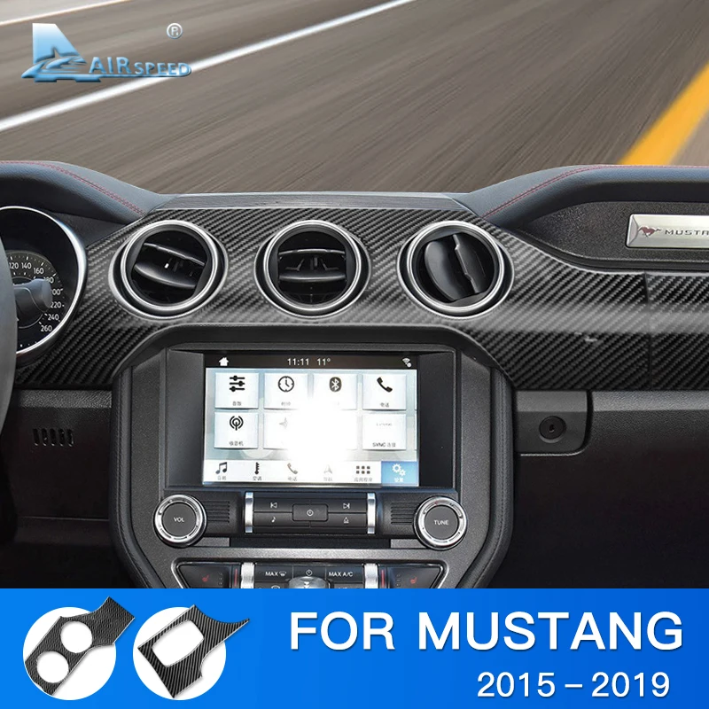 Achat Airspeed pour Ford Mustang accessoires 2015 2016 2017 2018 2019 fibre de carbone voiture tableau de bord tableau de bord autocollant garniture intérieure