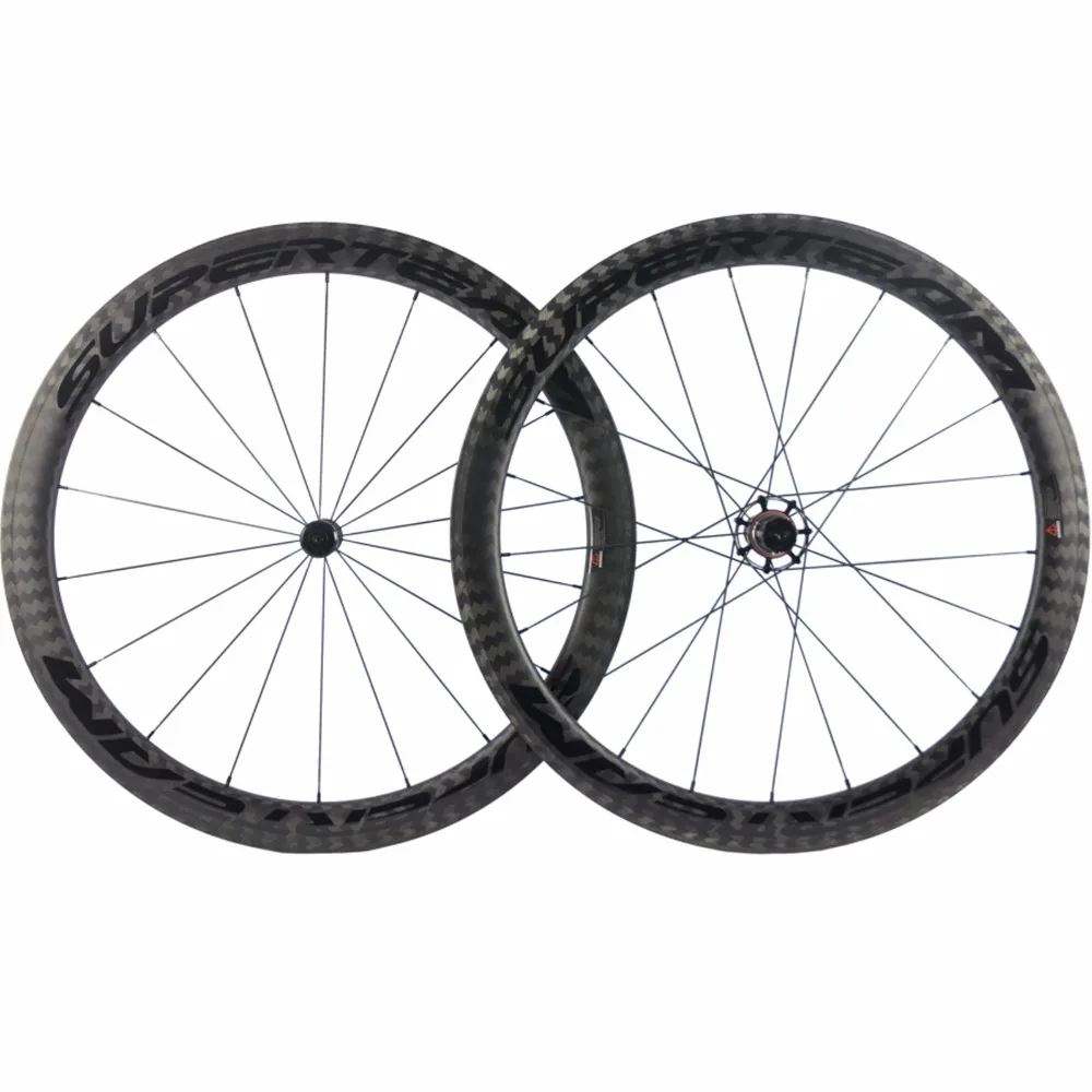 

SUPERTEAM 50mm Clincher Carbon Wheels 23mm Width 12k Twill Road Bike Carbon Wheelset Glossy Letter Bicycle Wheel