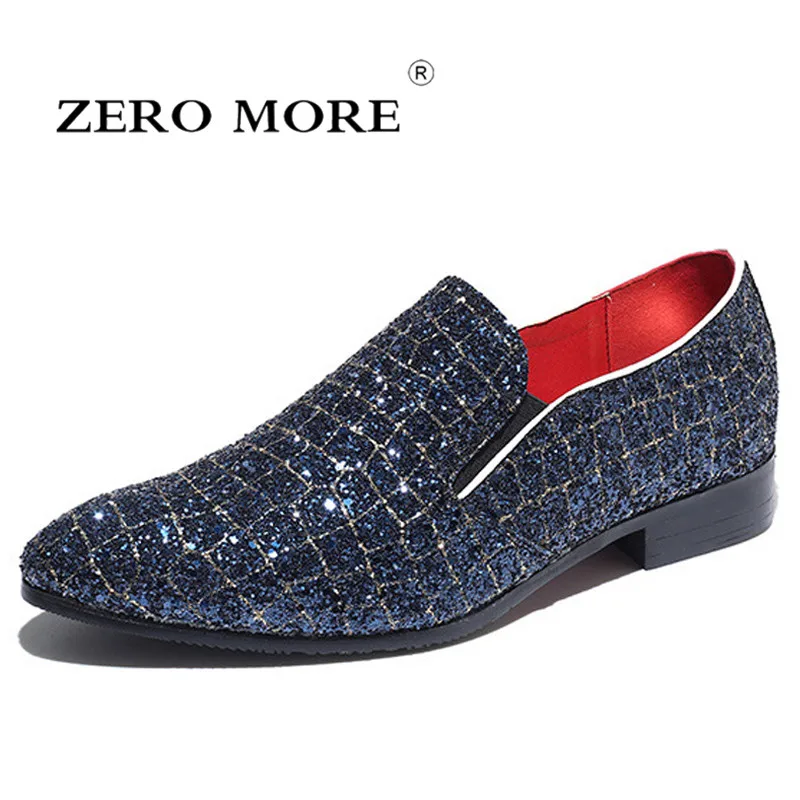 

ZERO MORE Glitter Sequins Multicolor Shoes Men Designer Luxury Loafers Men Shoes British Style Mens Shoes Casual Large Sizes