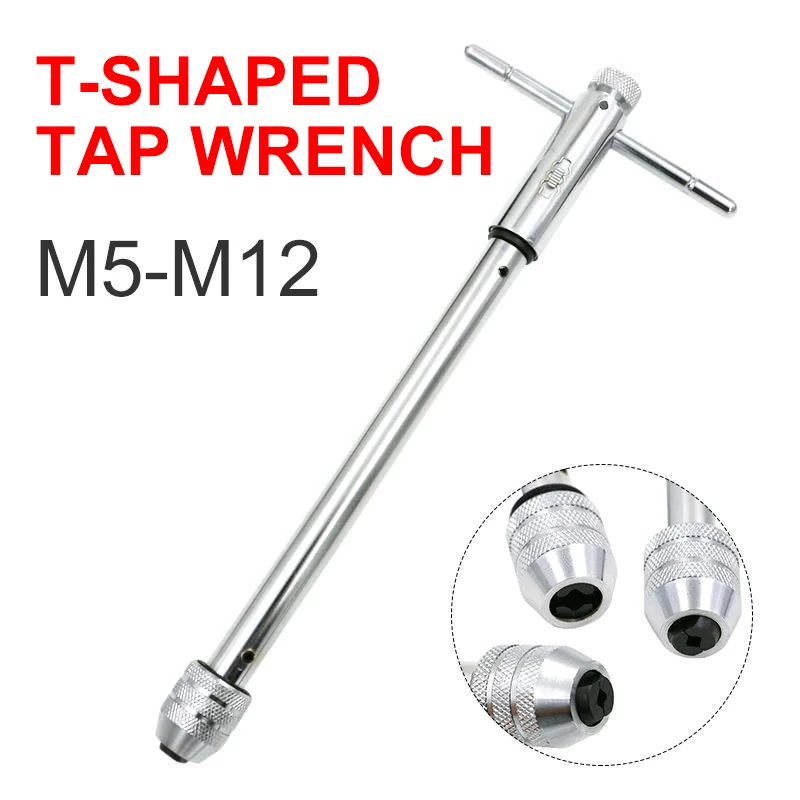 HOEN 1PCปรับย้อนกลับT Handle RATCHET Hand Hand TAPSประแจM5 M12 TAP