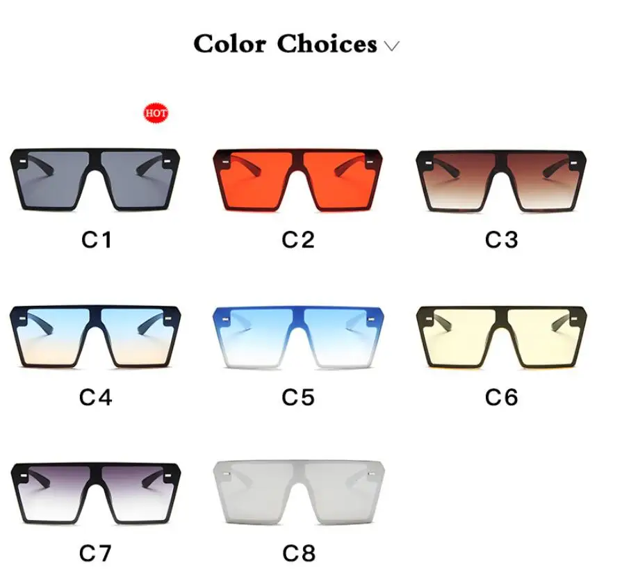Oversize Square Sunglasses Women Fashion Flat Top Gradient Sun Glasses Men Rimless Large Frame Oculos 2019 New Fashion