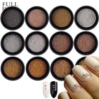 

1 box Steel Beads Mini Caviar Nail Decoration 0.6/0.8/1/1.5/2mm Round Dot Grey Rose Gold Silver Dust Nail Art DIY Polish CH031-1