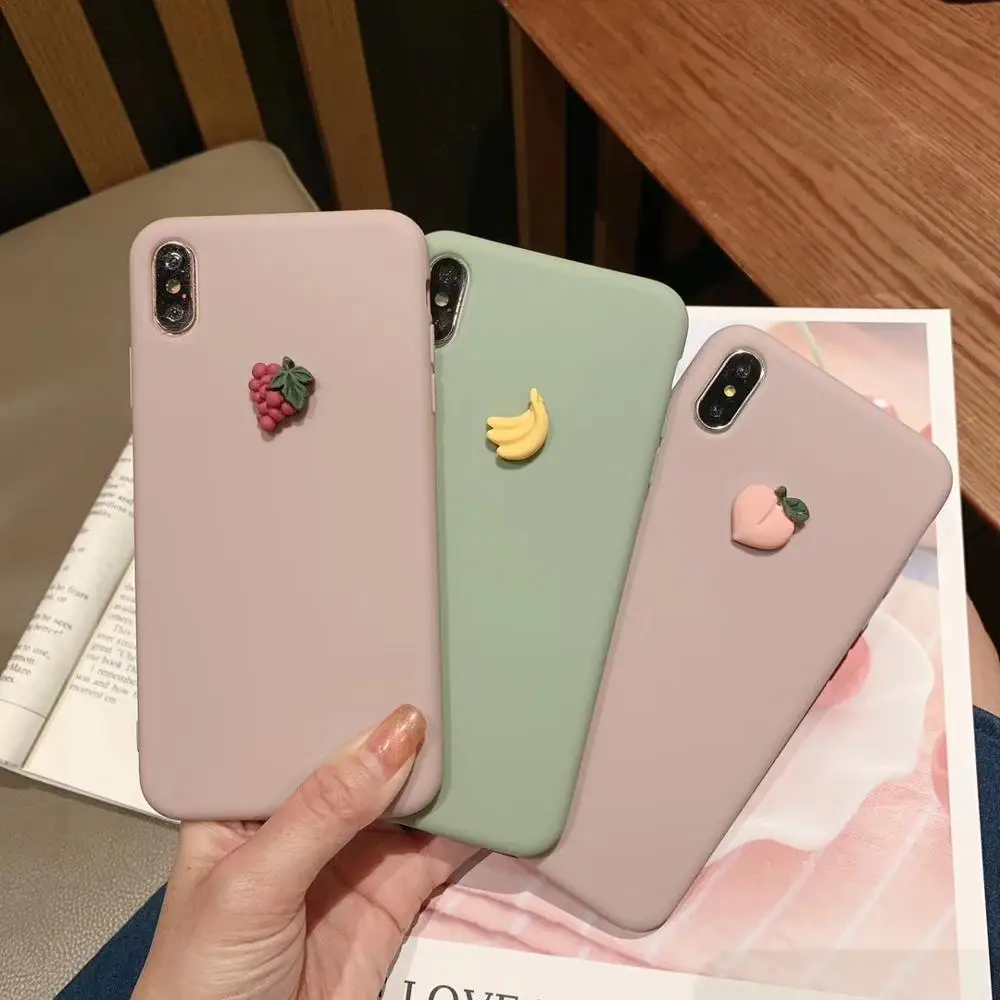 

Cute Fruit Pattern Case for Apple Iphone 6 6s 7 8 Plus X XR XS MAX Pink Green Back Cover 6plus 7plus 8plus XSMax Soft TPU Cases