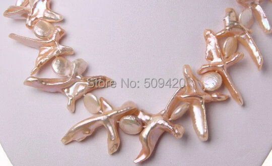 

Free Shipping >>stunning big 53mm baroque pink freshwater cultured pearl necklace 19