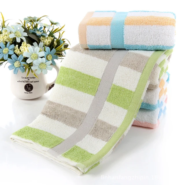 Best Offers Hot Thicken Soft Face Washing Towel  Absorbent Drying Beach Stripe  Cute No Fade Bath No Lint Cotton Hair Drying Towel