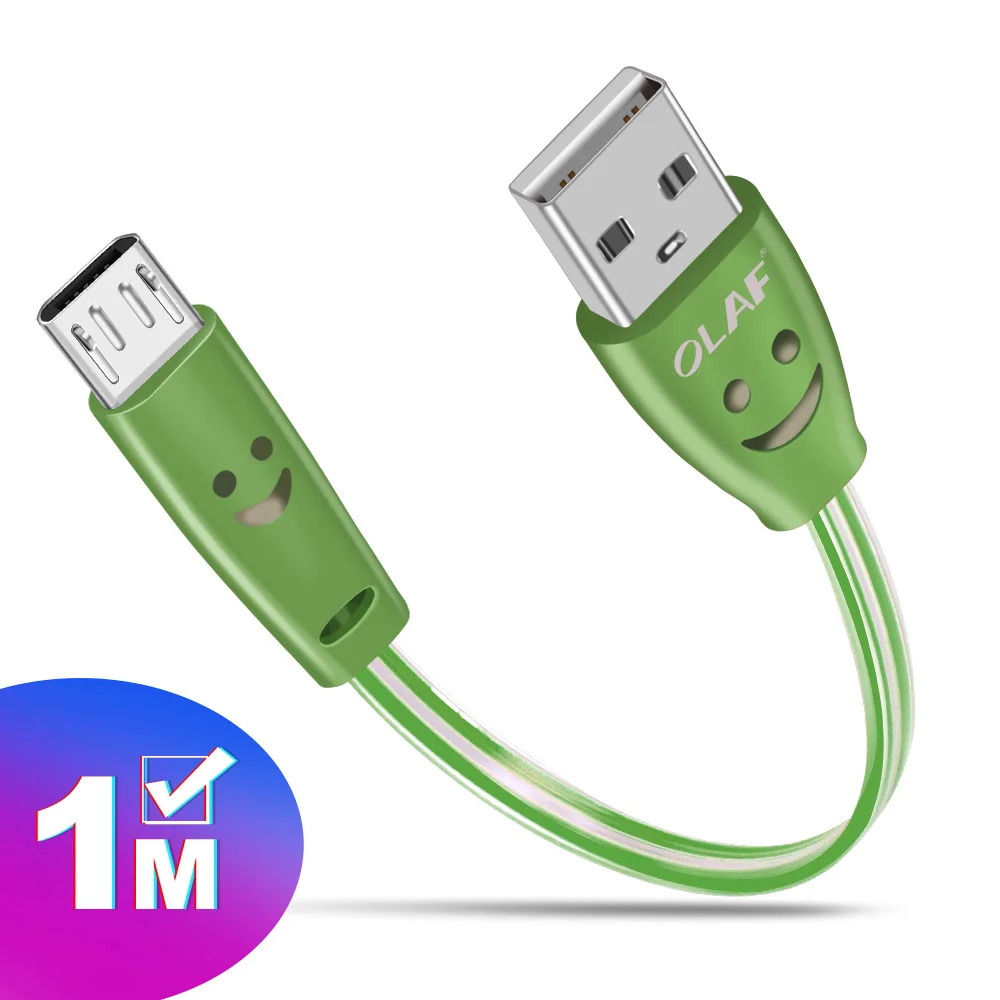 1 м USB кабель светодиодный светильник Micro USB кабель для samsung S8 S9 универсальные кабели для быстрой зарядки и синхронизации данных для iphone 7 8 X XS Max - Цвет: Green