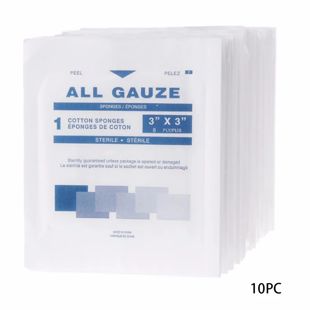 10Pcs First Aid Kit Wound Dressing Big Gauze Pad Medical Care Sterile 7