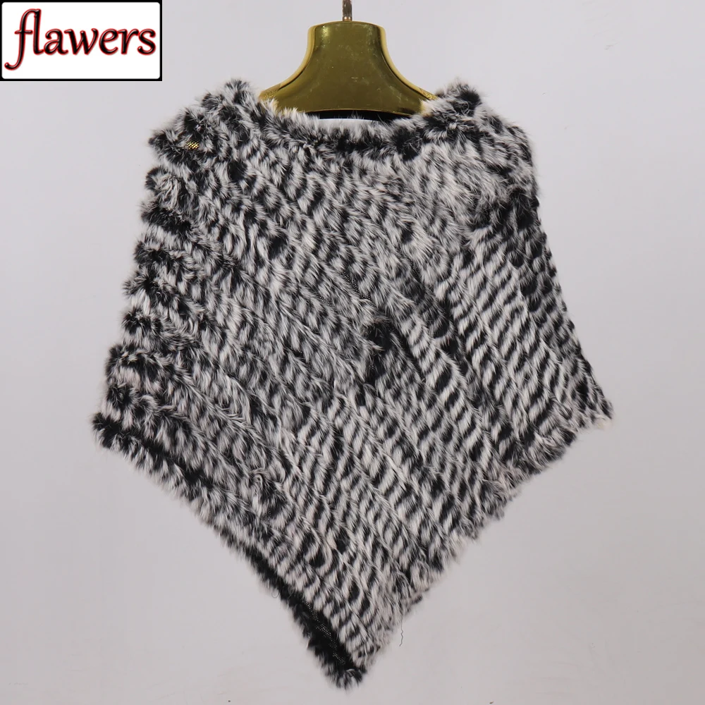 

Women Spring Autumn Knit Genuine Real Rabbit Fur Poncho Scarves Real Natural Rabbit Fur Shawl Pashmina Real Rabbit Fur Scarf