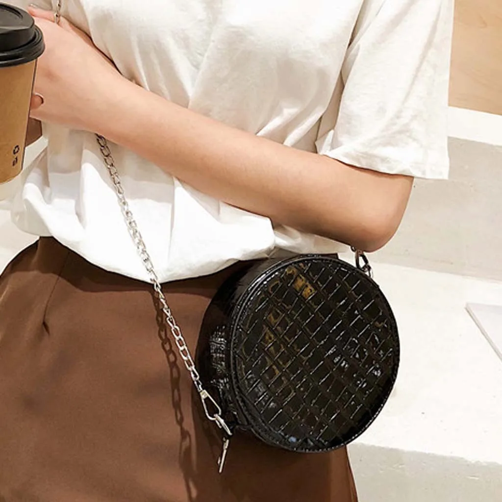 

Summer Round Neck Shoulder Bag Solid Color Shoulder Bag Diagonal Wallet Ladies Cute Leather Circular Women Messenger Bags