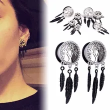1 пара, распродажа, модный хирургический стальной кристалл, дерево жизни, полый лист, болтающийся винт, заглушка для ушей, седло, тоннель, расширитель для ушей