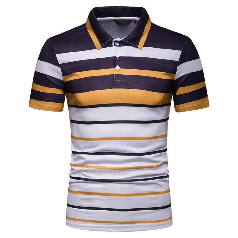 Новая модная Высококачественная брендовая мужская рубашка поло летняя повседневная мужская рубашка в полоску большого размера, одноцветное Поло рубашка с коротким рукавом - Цвет: PL31 yellow