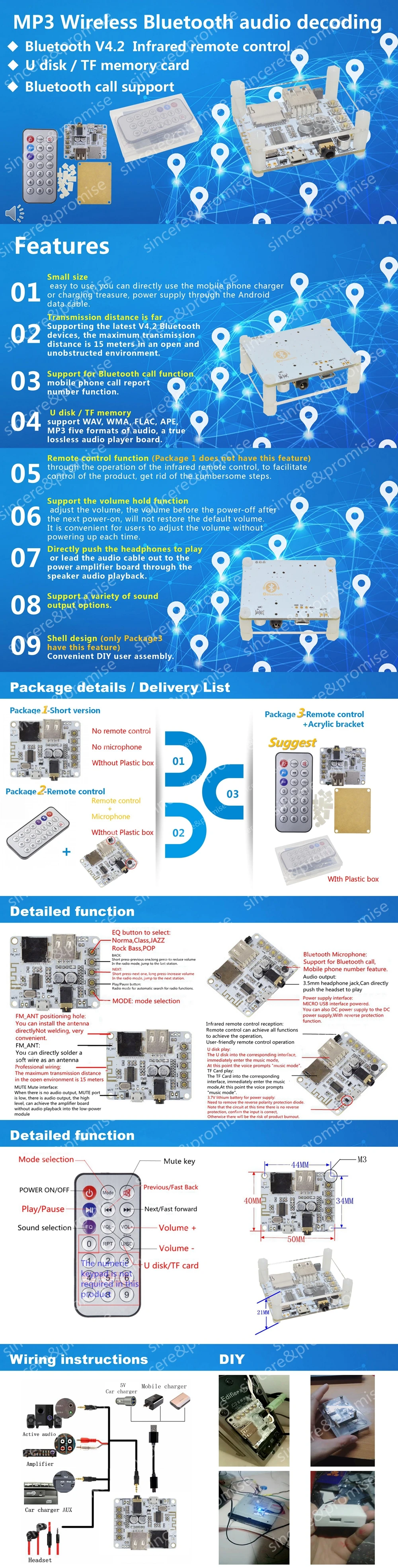 V5.0 V4.2 Bluetooth аудио приемник плата с USB TF слот для карты декодирования воспроизведения предусилитель выход 5 в беспроводной стерео музыкальный модуль