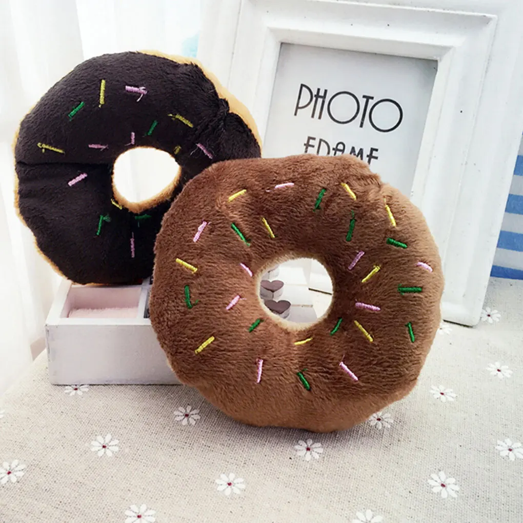 Симпатичные плюшевые игрушки в форме пончика для домашних животных жевательная
