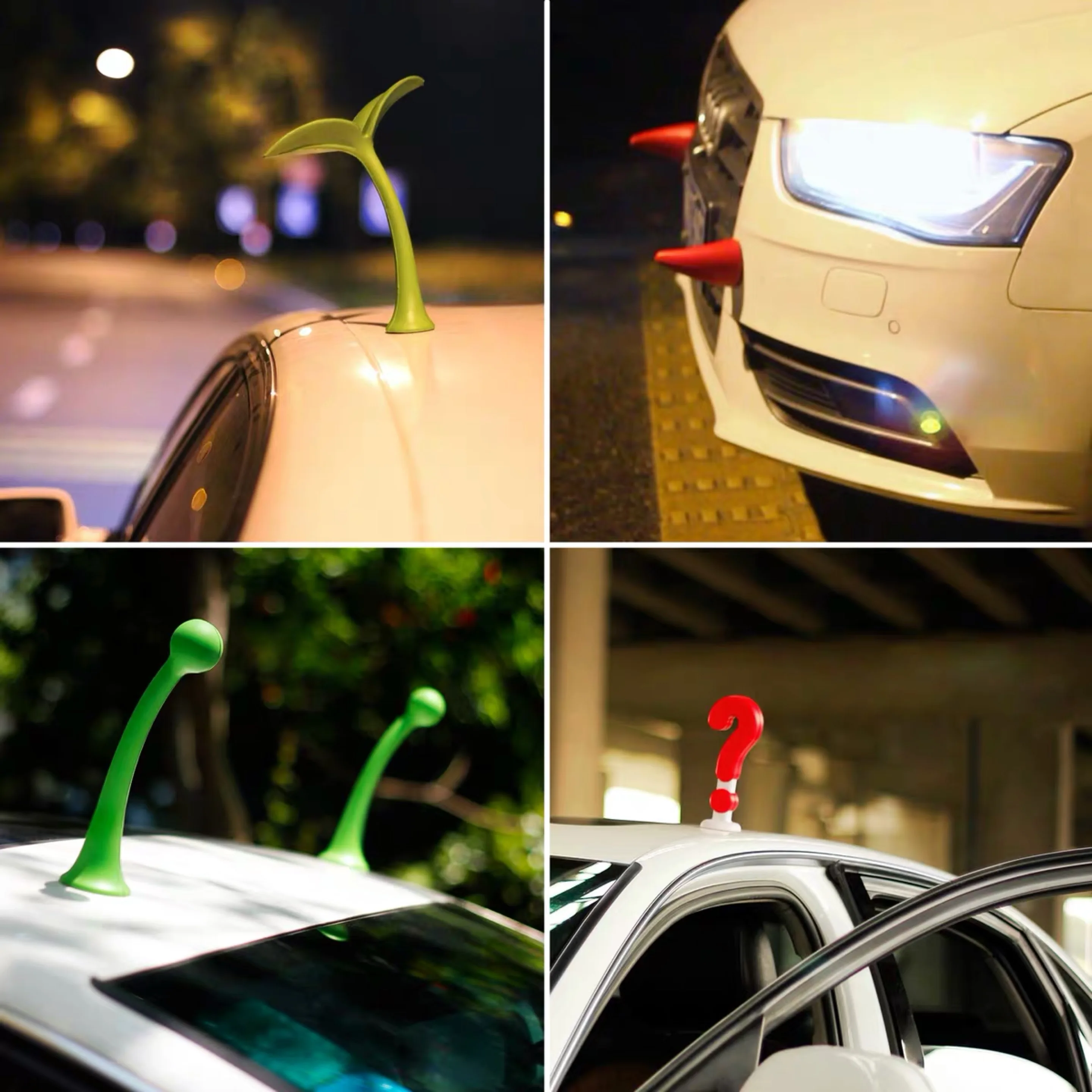 

Car Crash-proof Devil's Corner Small Tree Sapling Question Mark Exclamation Mark 3D Stereo Vehicle Sticker with Roof Antenna