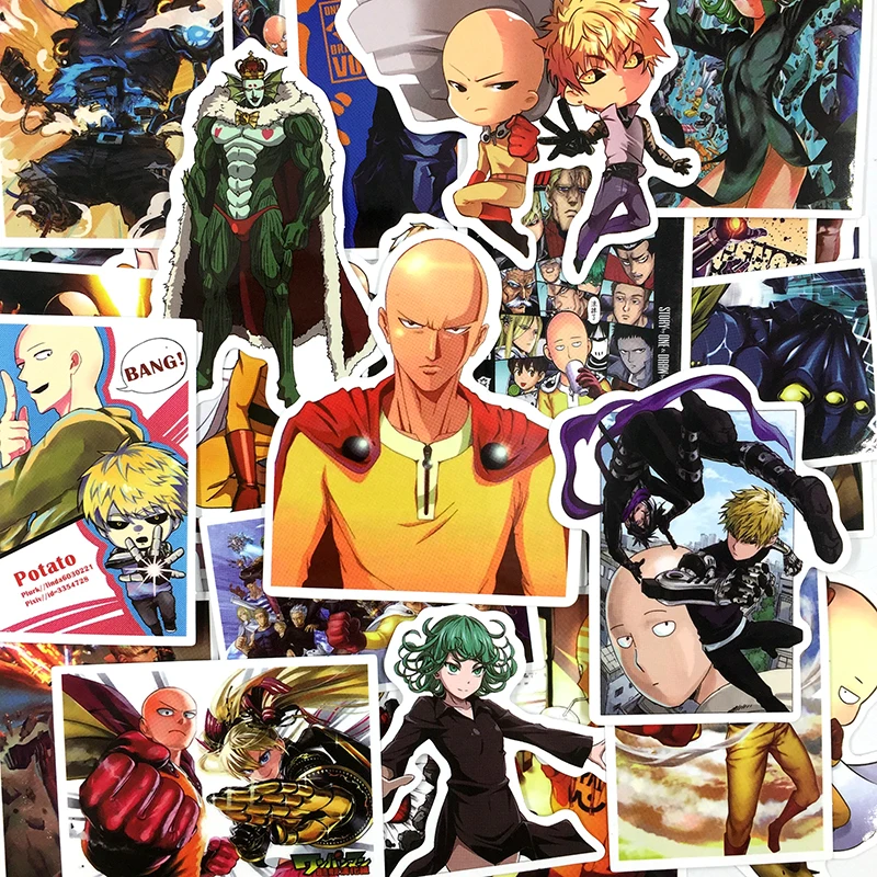 38 шт. японский аниме ONE PUNCH MAN серия Saitama наклейка s для ноутбука ПК скейтборд велосипед автомобиль мото DIY Водонепроницаемая игрушка наклейка