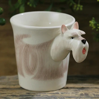 

White Scottish Terrier Ceramic Cup Creative Animal Ceramic Cup 3D Hand Drawn Animal Coffee Mug Cute Cartoon Office mugs