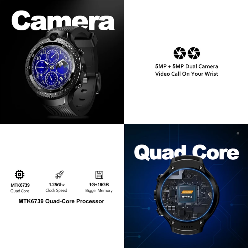 

New Zeblaze THOR 4 Dual 4G SmartWatch 5.0MP+5.0MP Dual Camera Android Watch 1.4" AOMLED Display GPS/GLONASS 16GB Smart Watch Men