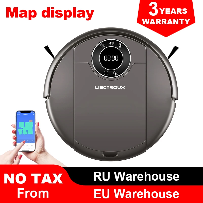  LIECTROUX Robot Vacuum Cleaner ZK808 WiFi App3000pa Suction Map Navigation Smart MemoryUV LampWet D - 33002343217