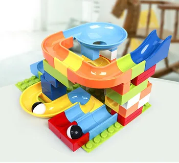 

56pcs Race Run Maze Ball Track Plastic Funnel Slide Roller Big Size Bricks Compatible Legoingly Duploe Block Compatible brand