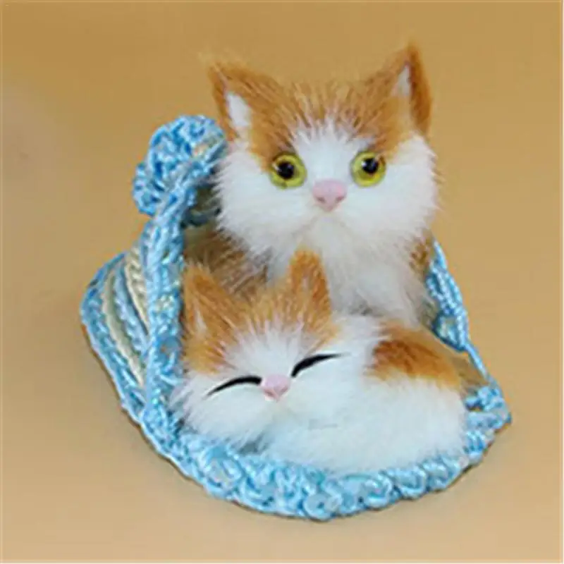 Милые симуляторы животных мама кошка и котенок плюшевые куклы мягкие кошки игрушки с рамкой дети игрушки декорации и подарки на день рожденья - Цвет: Blue