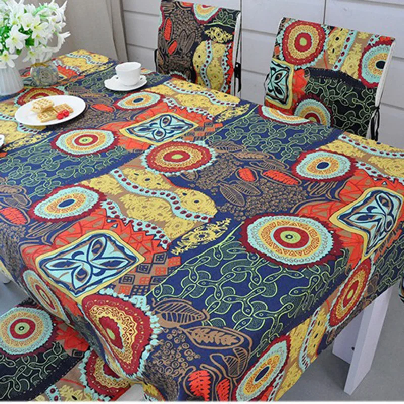 Linen Tablecloth Traditional Thick Cotton Tablecloths Rectangular Stain resistant Coffee Cloth