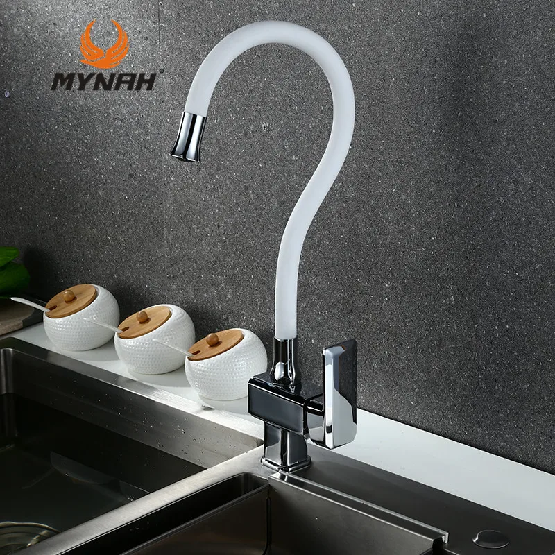 MYNAH Silica Gel Any Direction Kitchen Faucet Hot And Cold Water Flexible Kitchen Tap Multicolor Rotary Kitchen Faucets M5849